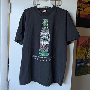 Vintage 90s Coke Bottle Howard Finster Atlanta Folk Art Coca Cola Size Large